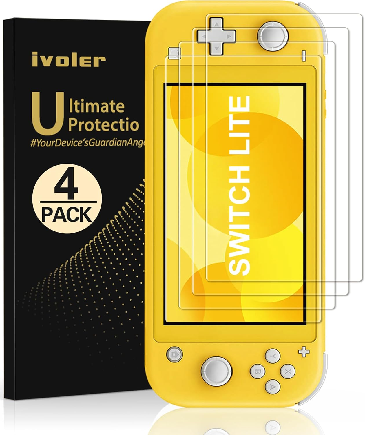 Ivoler [4 Pack Screen Protector Tempered Glass for Nintendo Switch Lite, Transparent Hd,High Definition,Clear Anti-Scratch with Anti-Fingerprint Bubble-Free Fit Switch Lite 2019 image number 3