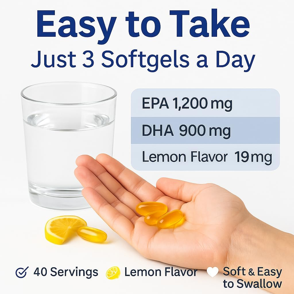 Triple Strength Omega-3 Fish Oil &ndash; 4,200Mg per Serving (1,200Mg EPA + 900Mg DHA) &ndash; Wild-Caught, Purified & Lemon Flavored &ndash; 120 Softgels image number 5