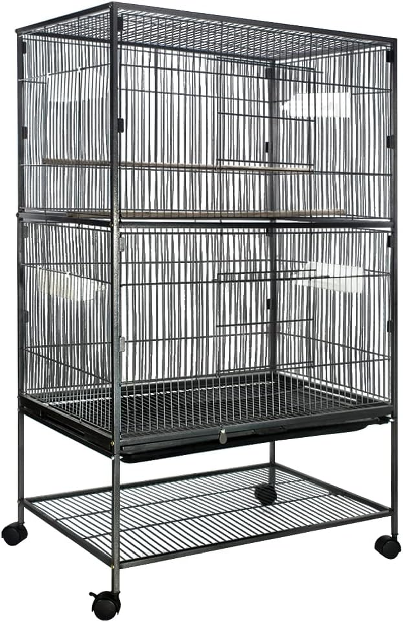 Taily Bird Cage Stand-Alone Aviary 132Cm Large Travel Stand Budgie Parrot Birdcage with Removable Tray Black image number 2