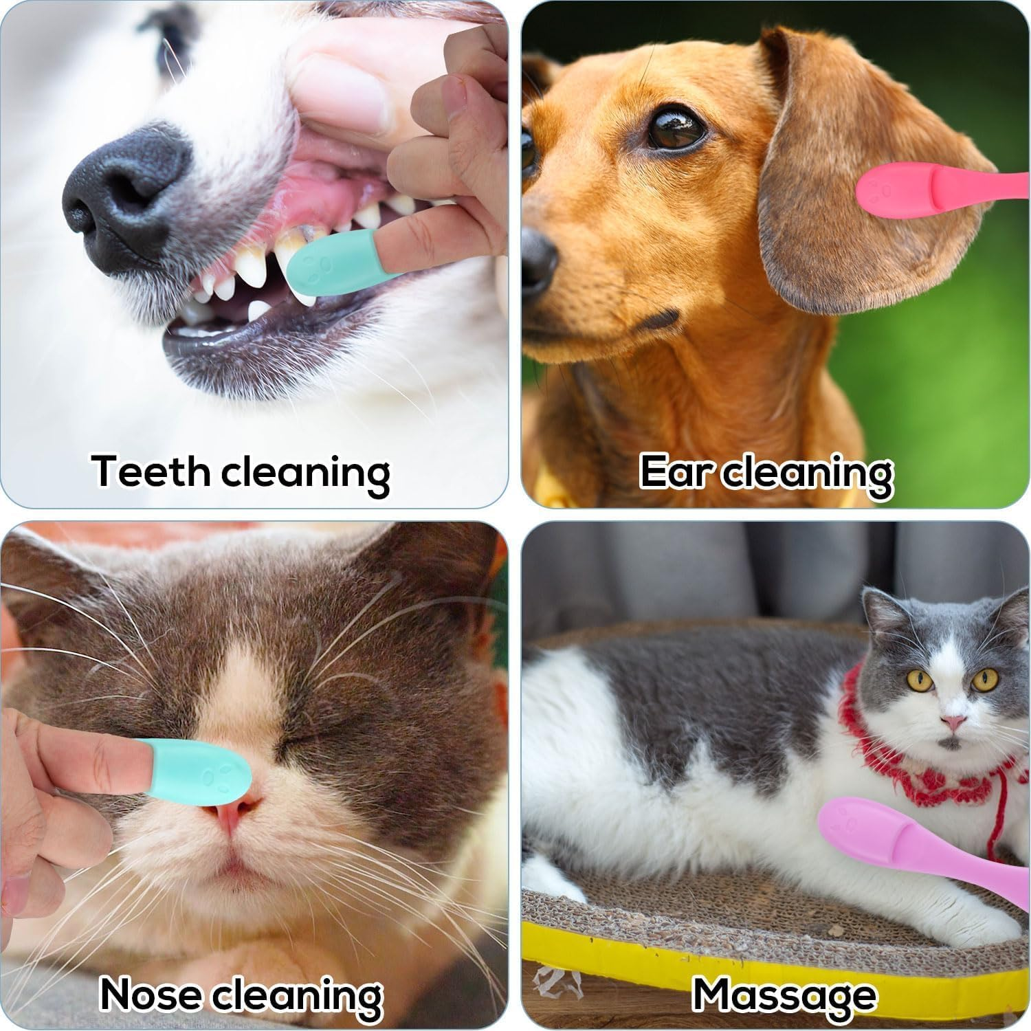 Cat Chin Brush Cat Finger Brush, 4Pcs Silicone Cat Chin Clean Brushes,Silicone Cat Chin Brush Scrubber,Cat Chin Brush Silicone Scrubber Cat Chin Cleaner,Soft Silicone Chin Cleaner Scrubber for Cats image number 1