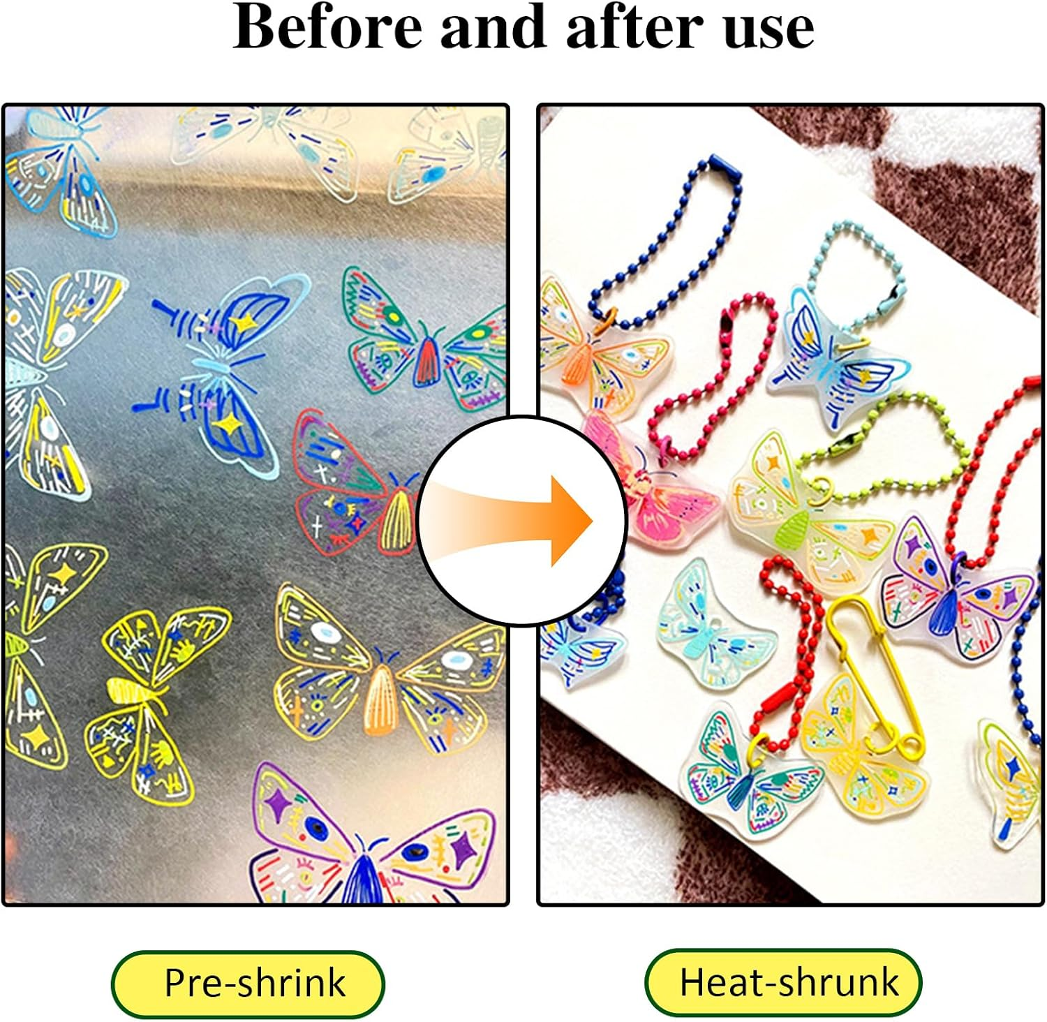 INCAUCA 12 Colors Shrink Plastic Sheet, Frosted Shrinking Paper, Shrink Film Sheets, Heat Shrink Sheets for Crafting Keychain Art Crafts Ornaments Jewelry Making, 11.4X7.9 in (B) image number 1