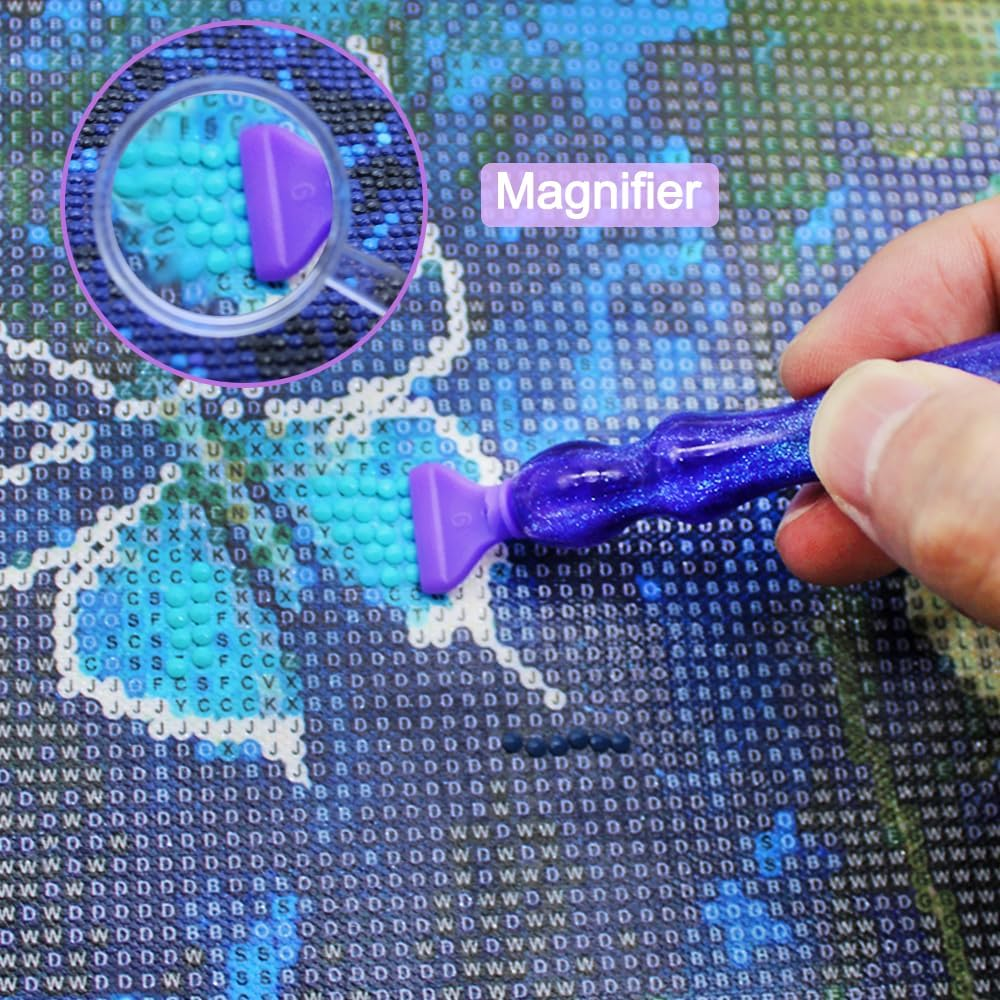 Diamond Art Accessories Tools, Finegood Diamond Art Painting Kits 5D Diamond Art Drill Pen Kits with Screw Pen Tips Roller Brush Glue Clay Trays Diamond Art Kits Set image number 6