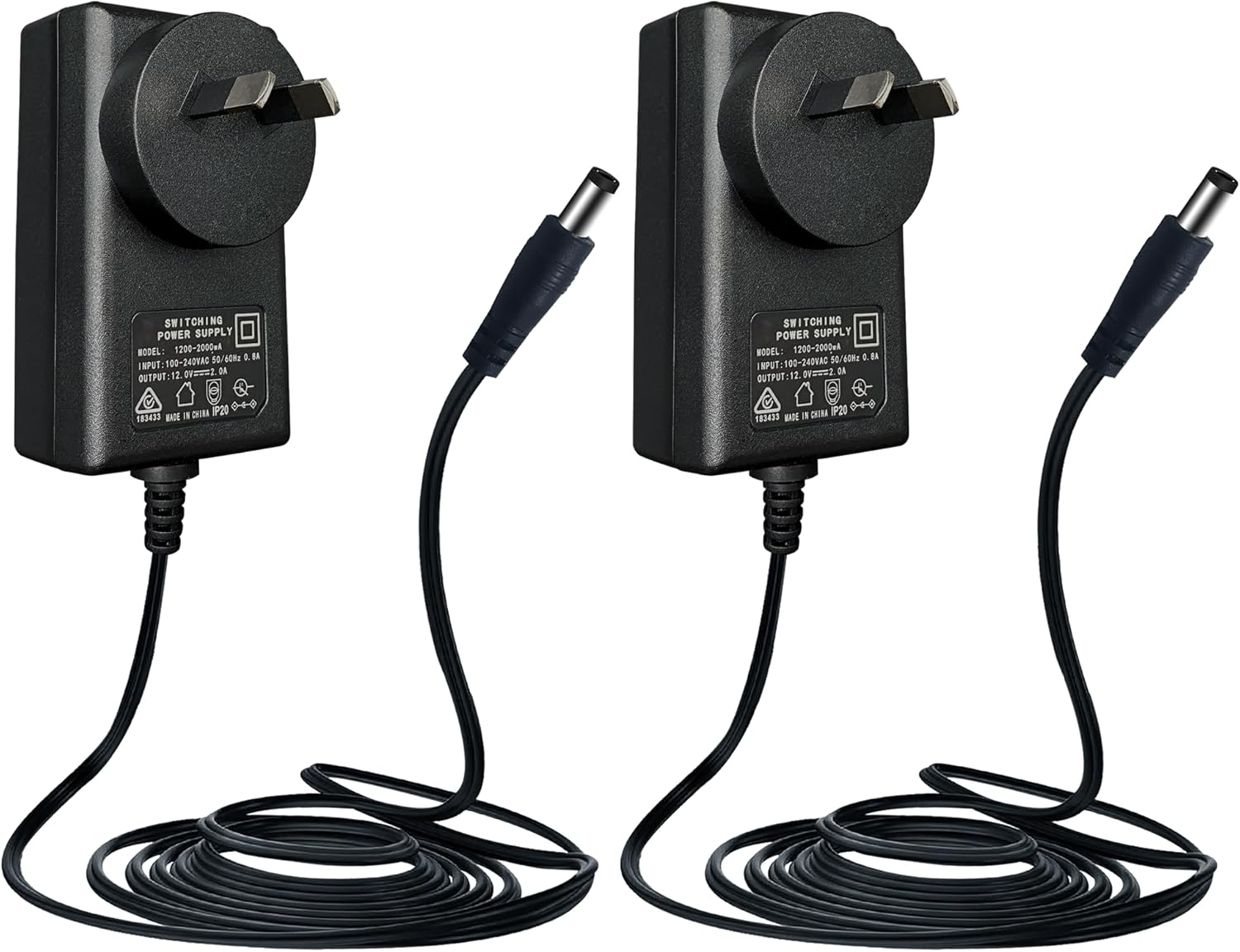 2Pack AC 100-240V to DC 12V 2A/2000Ma Power Supply Adapter, 24W Adapter for LED Strip Lights, Keyboard, BT Speaker, Router, Monitor, Webcam, DVR, NVR, CCTV Camera, SAA FCC Certified image number 6