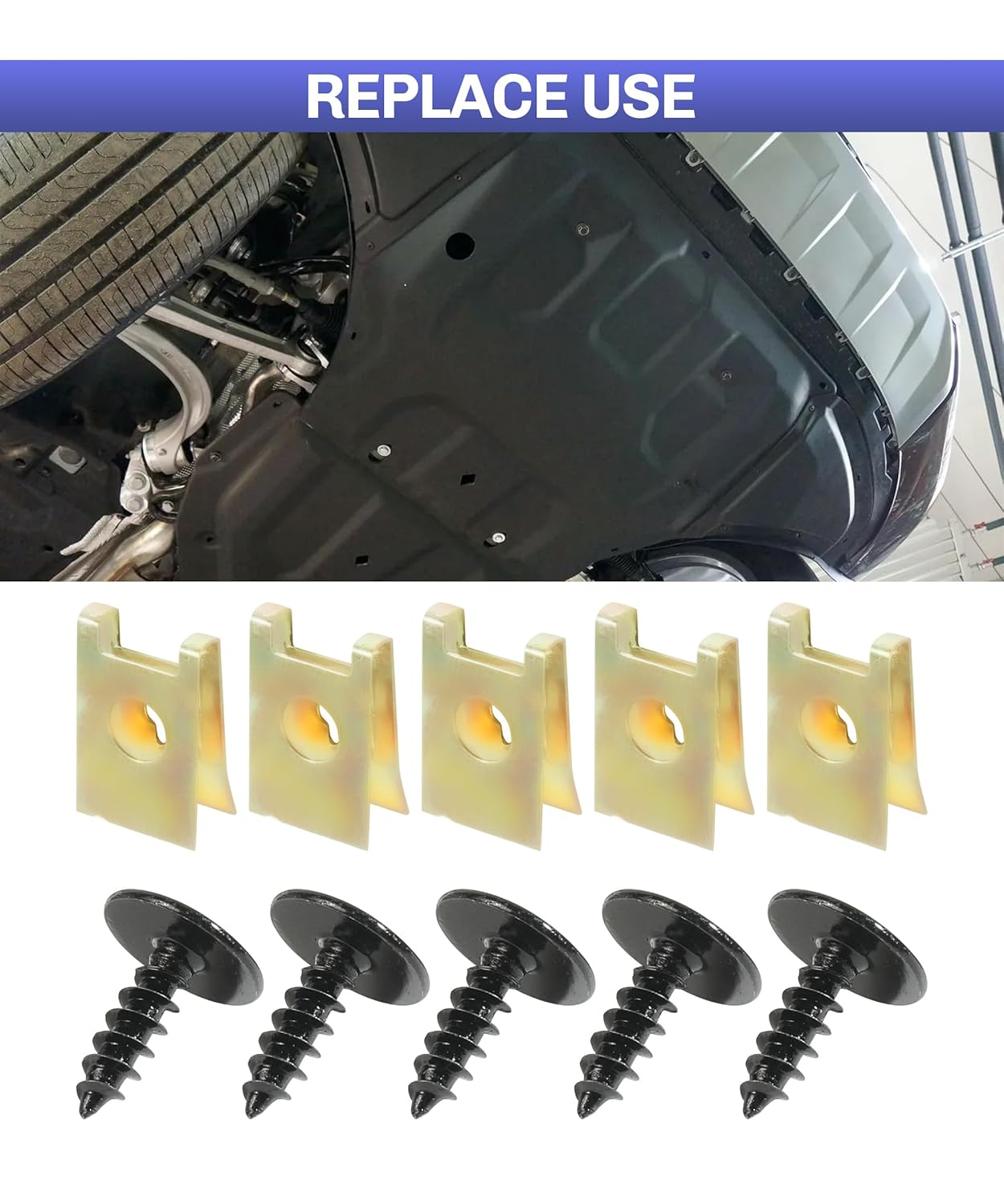 Bylikeho Bumper Clips,Car Accessories U Clips,Automotive Clips U Nut Clips,10 Sets Fender Liner Splash Shield Bumper Cover Screws,Automotive U Nut and Screw Clip Replacement,Replace #N90974701 image number 5