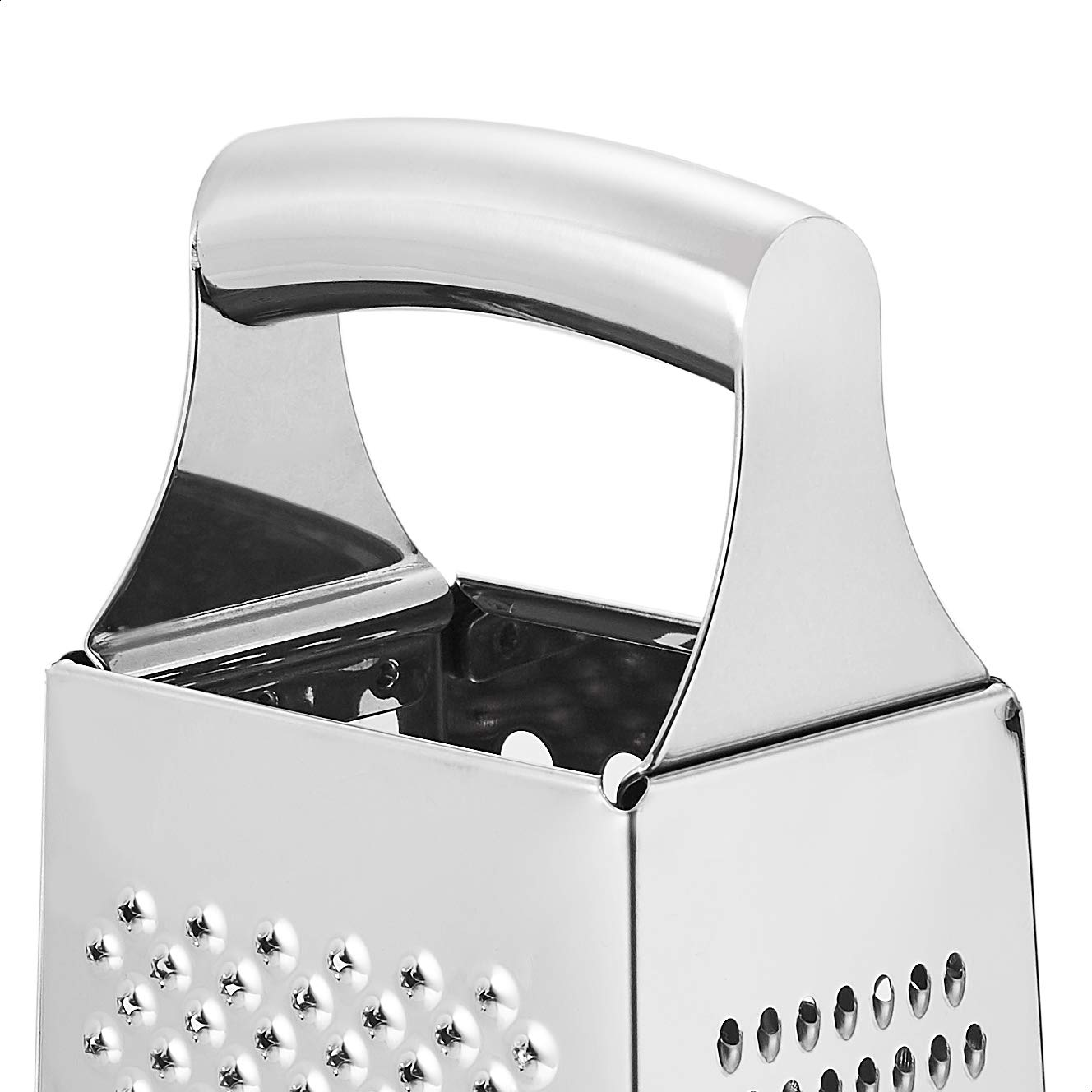 Amazon Basics Cheese Grater, Stainless Steel, 4-Sided Box Grater with Non-Slip Base, Dishwasher-Safe, Rectangular,22.8 Cm, Black (Previously Amazoncommercial Brand) image number 5