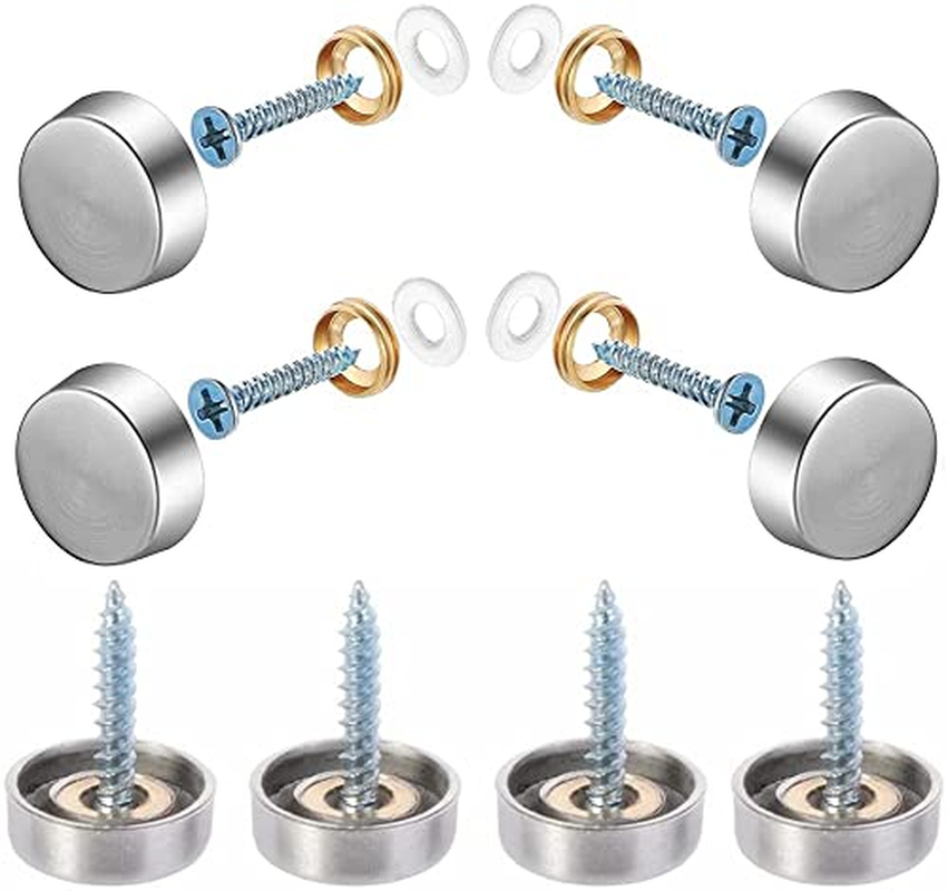 8Pcs Mirror Screws Decorative Cap Silver Color Cover 5/8"(16Mm) Stainless Steel Advertising Hardware Screw Cap Cover Nails Decorative Mirror Screw Fasteners image number 3