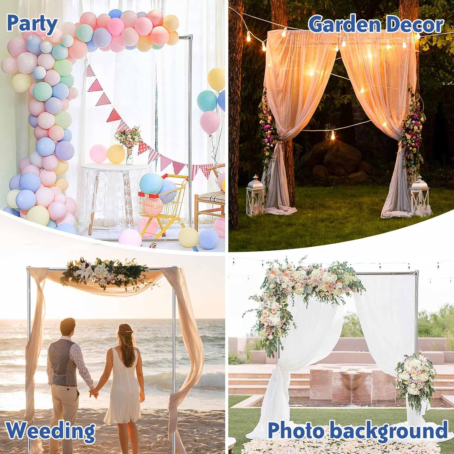 Wedding Arch, 7X5Ft Arch for Wedding Ceremony with Support Feet Base, Square Metal Stand Frame for Wedding, Party, Bridal, Garden, Outdoor, Rectangle Archway for Balloon Decoration image number 2