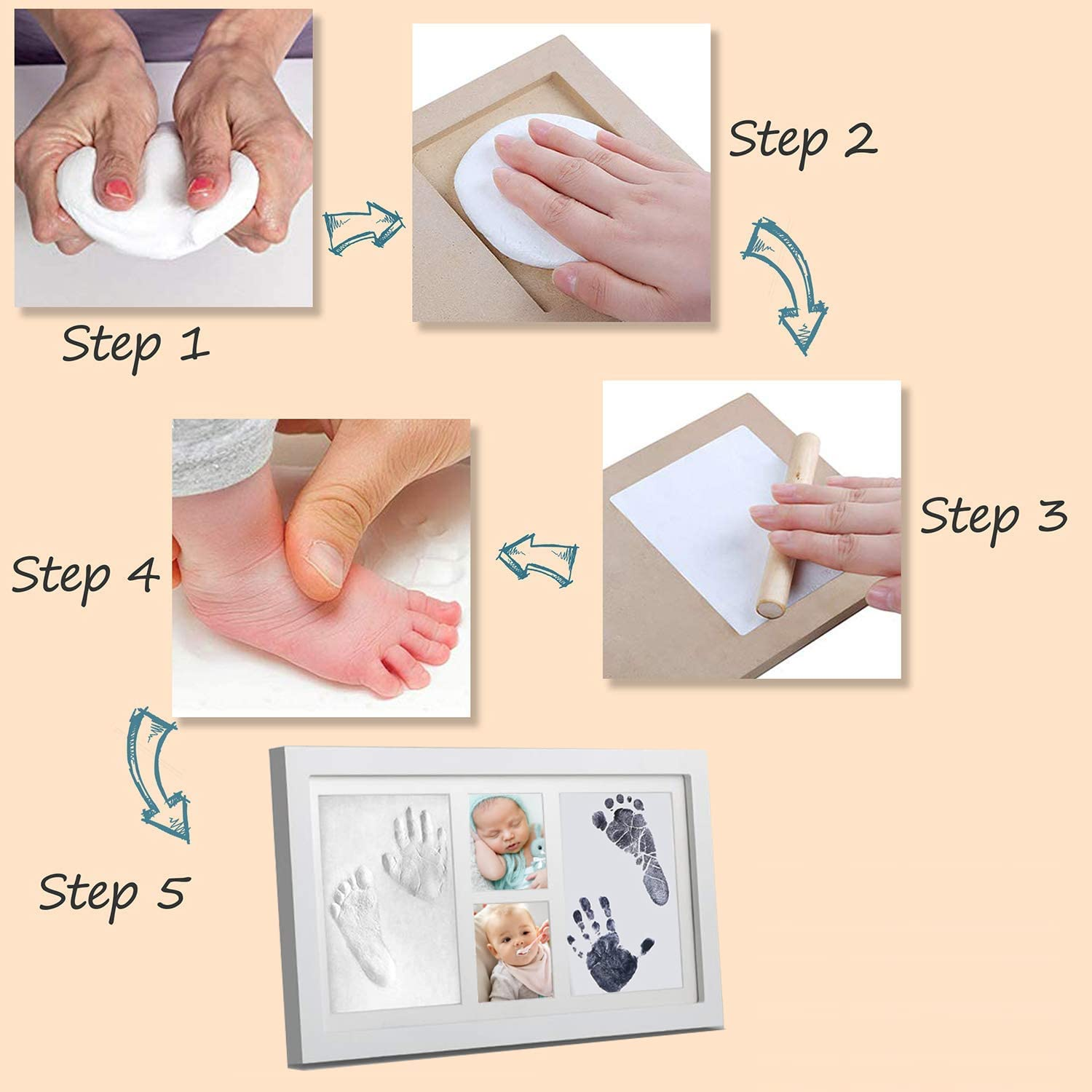 Babyprints Newborn Baby Handprint and Footprint Photo Frame Kit,Perfect for Baby Boy Gifts,Baby Shower Gifts, Newborn Baby Keepsake Frames image number 5