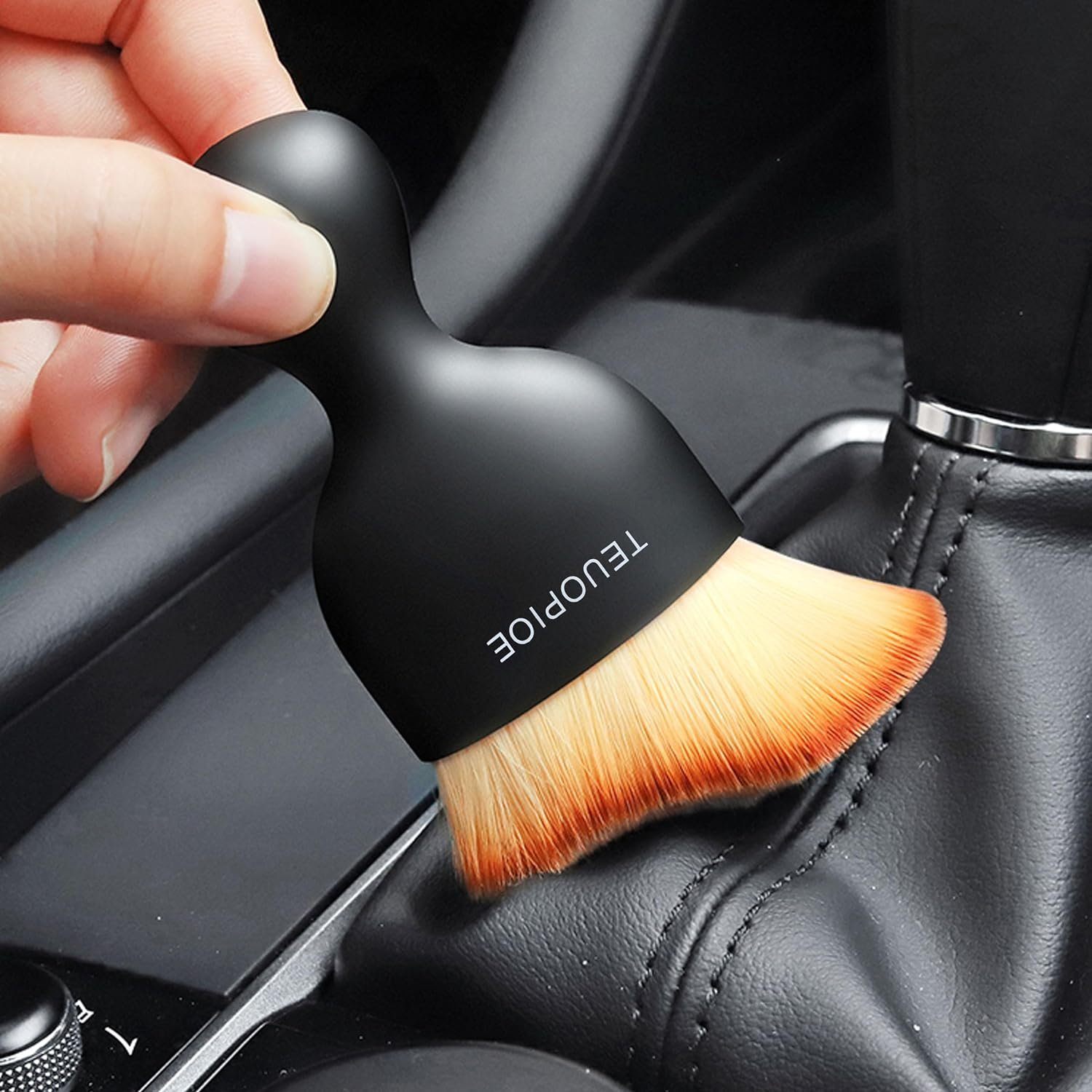 Car Interior Cleaning Brush, Car Duster Interior,Car Detailing Brush Dusting Brush,Car Interior Cleaning Tool, Auto Soft Hair Car Brush,Auto Interior Dust Brush for Air Vents(Brown) - Brown image number 4