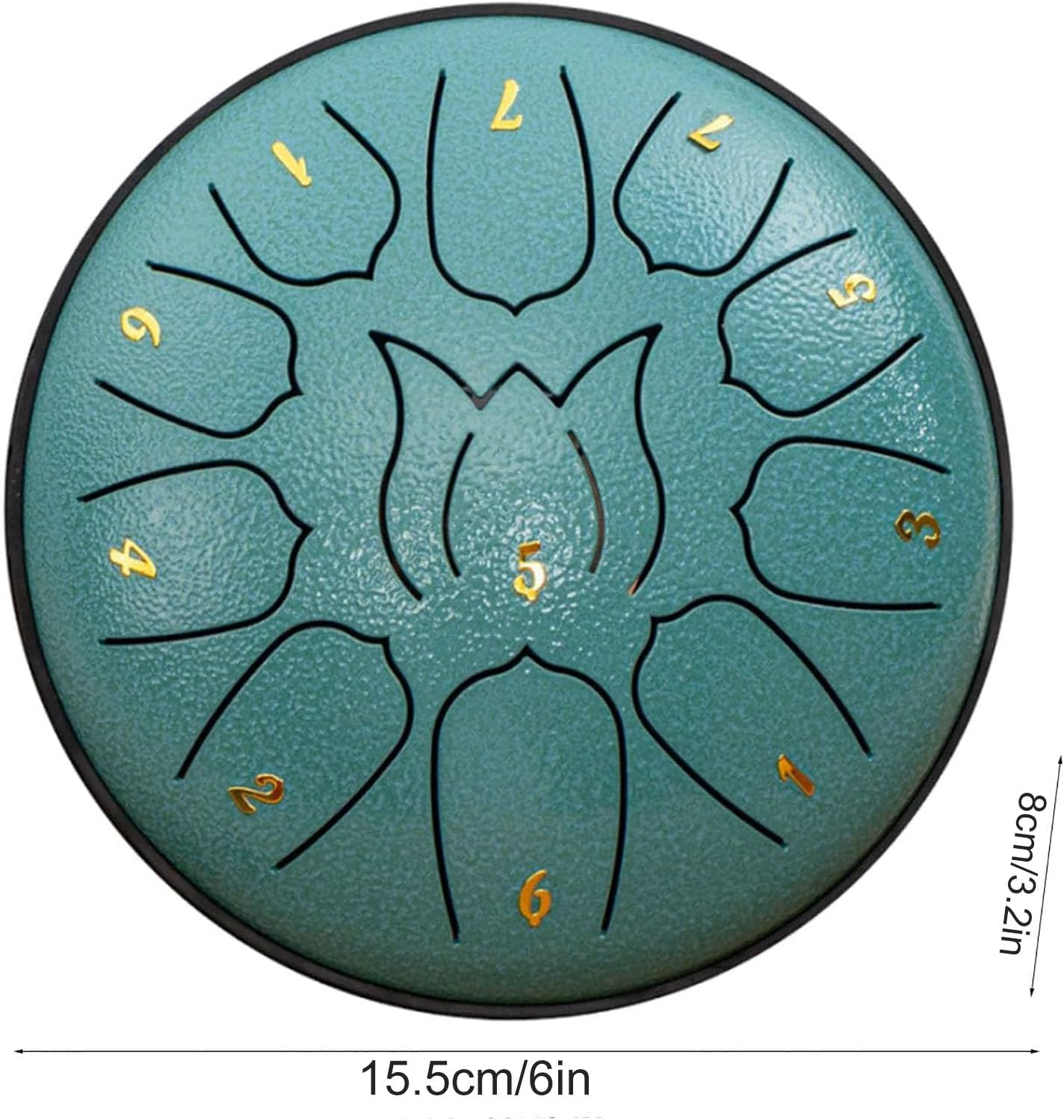 Steel Tongue Drum 6 Inch 11 Notes Hand Drum, Chakra Tank Drum Steel Percussion Padded Travel Bag Sticks Music Book, Sound Healing Instruments for Musical Education Entertainment Meditation (Malachite)