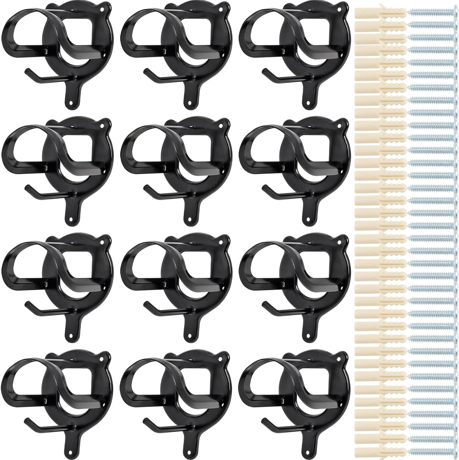 Swess 12 Counts Horse Bridle Rack, Bridle Bracket Bridle Hooks with Tubes and Screw, Horse Tack Storage Halter Hanger Metal Bridle Holder for Tack Room,Horse Blanket Rack,Bridle Holder Wall Mount