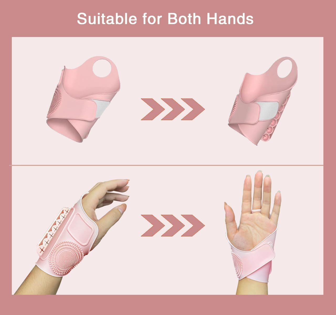 PAIKIUU Silicone Makeup Hand Strap, Adjustable Hand Strap for Blending Palettes, Auxiliary Tool Organization for All Kinds of Makeup Brushes and Foundation Mixing, Pink, Silicone Make-Up Wrist Strap image number 3