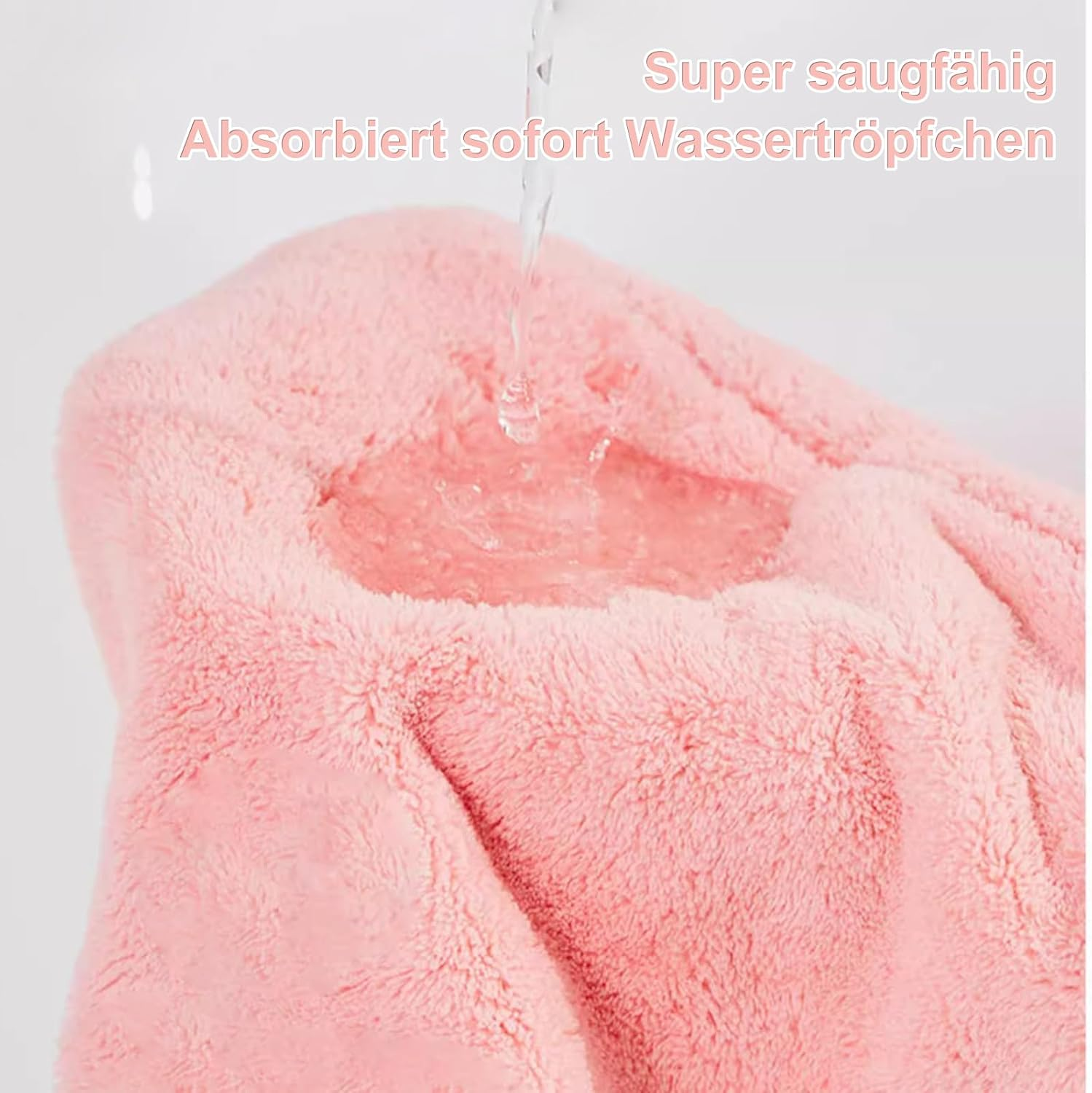 Huotflame Microfibre Hair Turban Set of 2 - Super Absorbent & Quick-Drying Women'S Towel Turban for Hair - Coral Fleece Head Towel with Button in Pink & Grey - 25 X 65 Cm Microfibre Towel