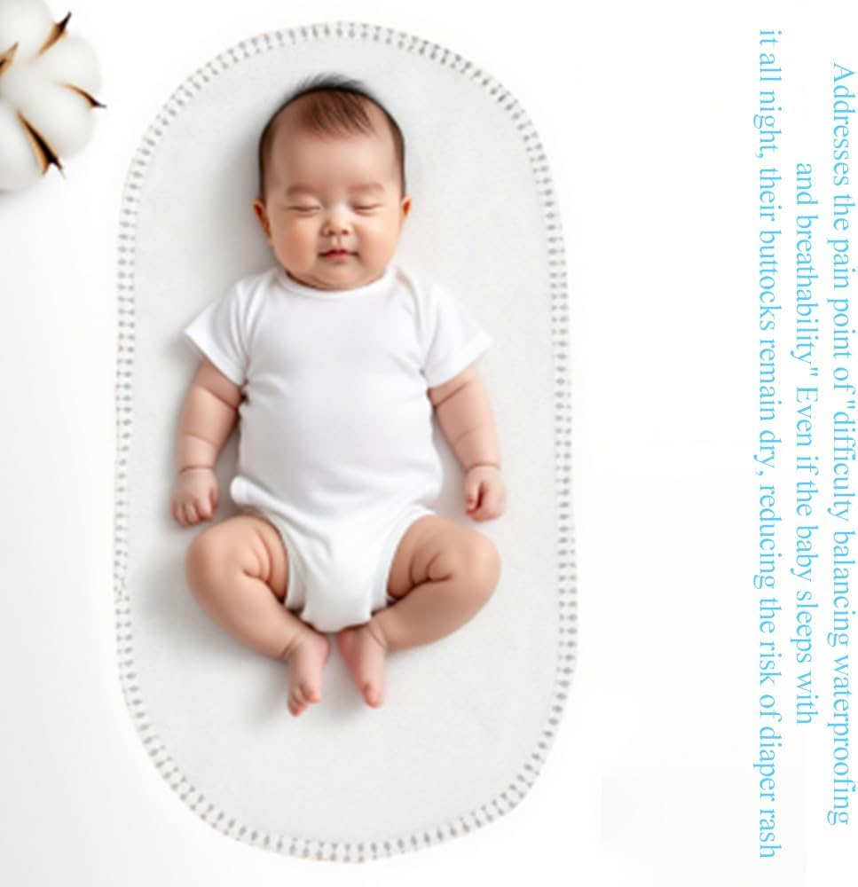 3-Pack Diaper Changing Pads, Changing Pad, Portable Reusable Diaper Pads, Pure Cotton, Washable, TPU Waterproof, Breathable, Enlarged Pad (58.5 * 26.5Cm) image number 4