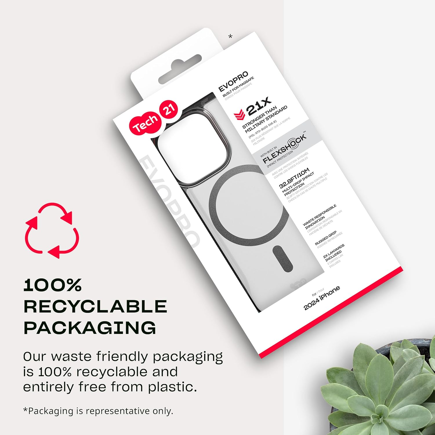 Tech21 Evopro for Iphone 16 Pro Max Compatible with Magsafe - Impact Protection Case 21X Military Standard Tested - in Clear/Black image number 3