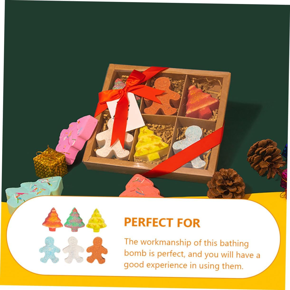 6Pcs Christmas Gingerbread Man Bath Salt Balls Aromatherapy Bathing for Portable Travel Friendly Bubble Bath for All Ages image number 4