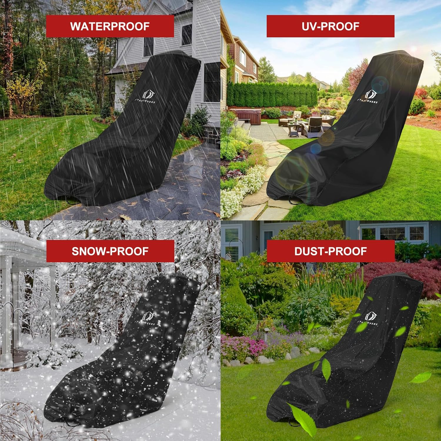 Titancovers Lawn Mower Cover with PA Coating & Double Drawstring & Storage Bag, Heavy Duty 600D Polyester Oxford Push Mower Cover, Waterproof Lawnmower Covers for Outdoor image number 5