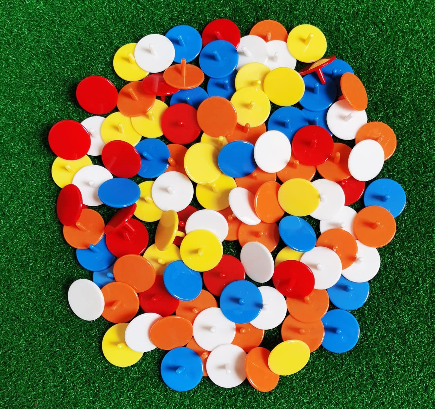 Golf Ball Markers 50 100 Pcs Plastic Position Ball Marker Quarter Size 0.94 Inch Flat Golf Ball Marker Mix Colour image number 4
