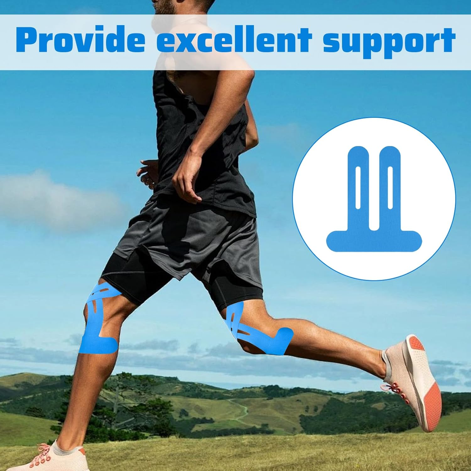 Kinesiology Tape, 12Pcs Sports Tape, Physio Tape, Pre-Cut Kinesiotapes Knee, Waterproof Physio Sport Strip Set for Joints Muscle Pain Relief, Skin-Friendly Kinesiotapes Strips for Running image number 3