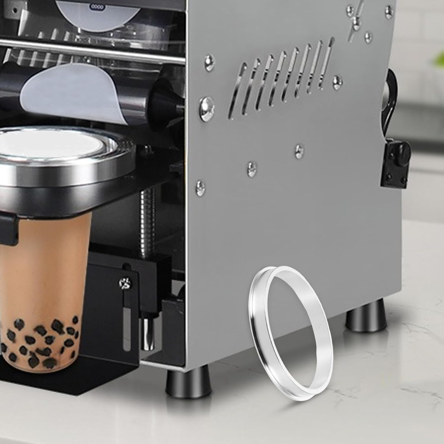 LABRIMP 2Pcs Aluminum Cup Sealing Ring for Cup Sealer Machine Gasket Replacement for Milk Tea and Coffee Shops Compatible with Hot and Cold Drink Sealers image number 2