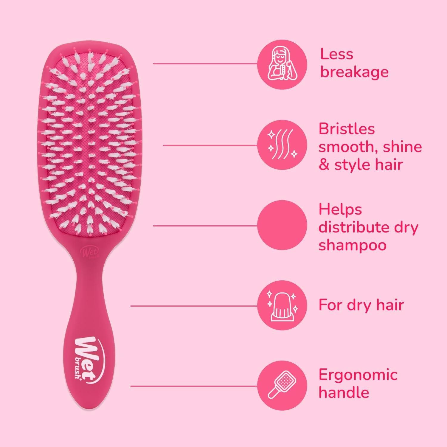 Wet Brush Smooth Styler Hair Brush, Pink Frost - Exclusive Ultra-Soft Intelliflex Bristles - Synthetic Boar Bristles Leave Hair Shiny and Smooth for All Hair Types - for Women, Men, Wet and Dry Hair image number 3