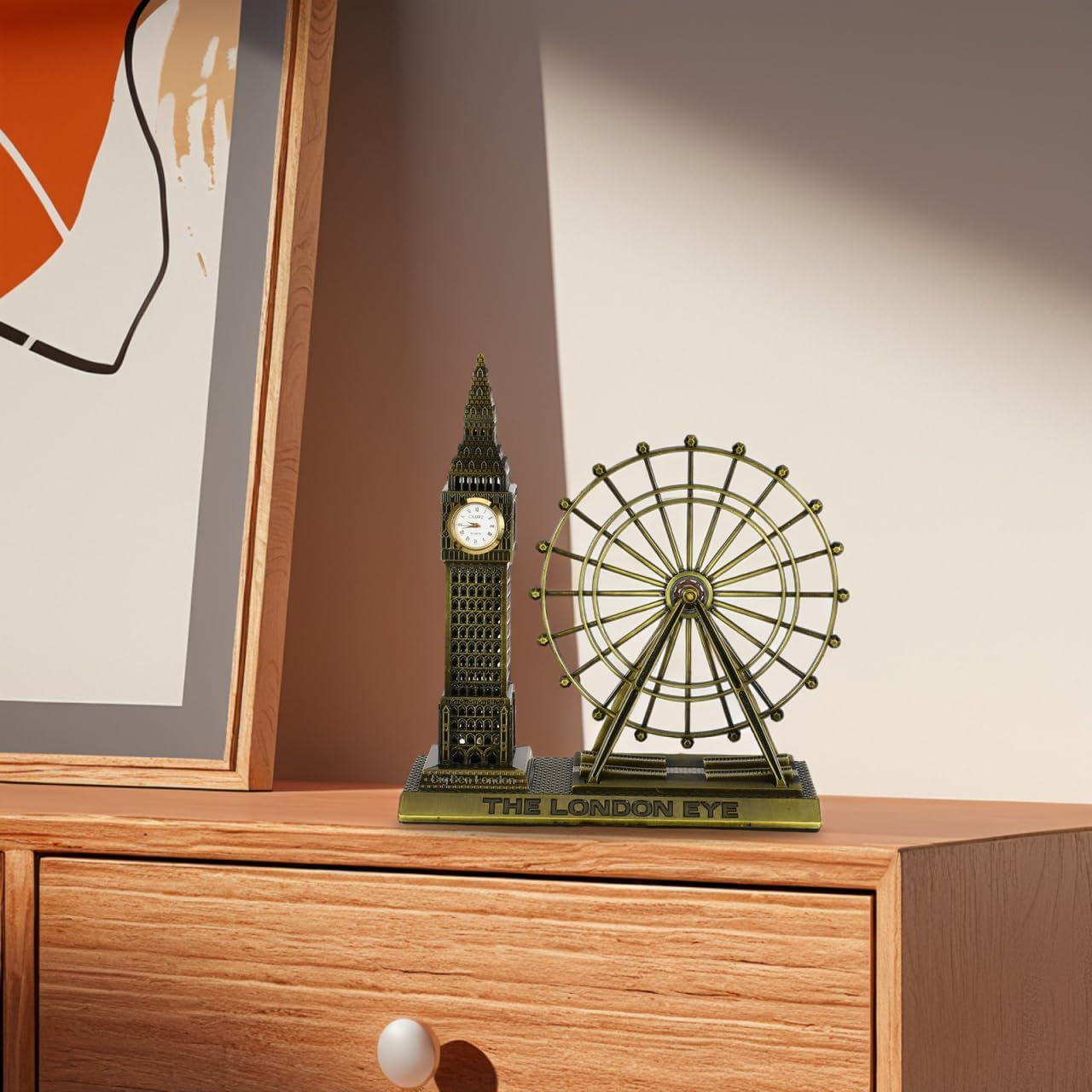 Luxshiny British Architectural Ornaments - Zinc Alloy London Big Ben & London Eye Landmark Souvenir for Home Decor 19.5X17.5X7Cm image number 6