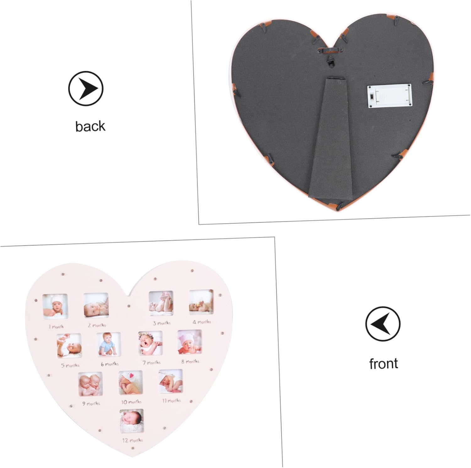 Heart Shape Photo Frame with Light Growth Photo Frame for First Year Month Desktop Ornament Newborn for Boys image number 1