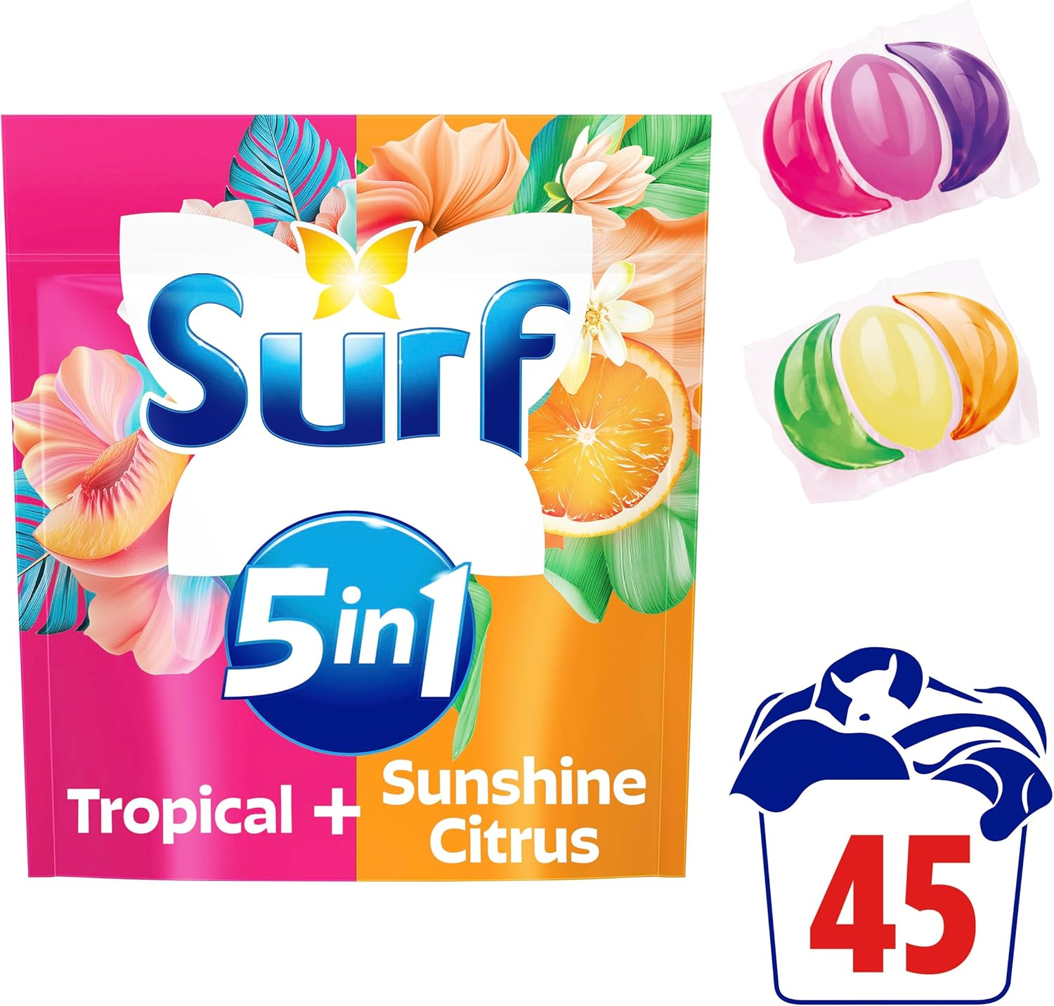 Surf 5-In-1 Tropical + Sunshine Citrus Mixed Pack Laundry Capsules 45 Capsules image number 2
