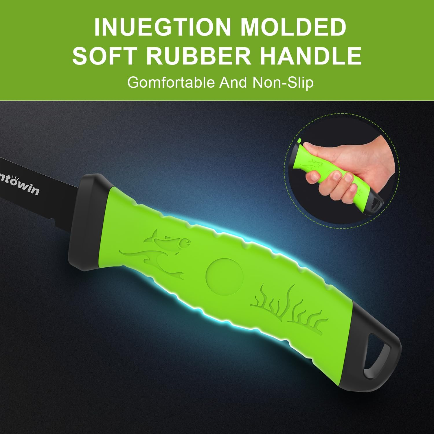 ANTOWIN Fishing Fillet Knife,7 Inch Professional Level Knives,Sharp Stainless-Steel Non-Stick Coating Blade, Non-Slip Handles, Perfect for Freshwater and Saltwater Fish (8 Inch) image number 5