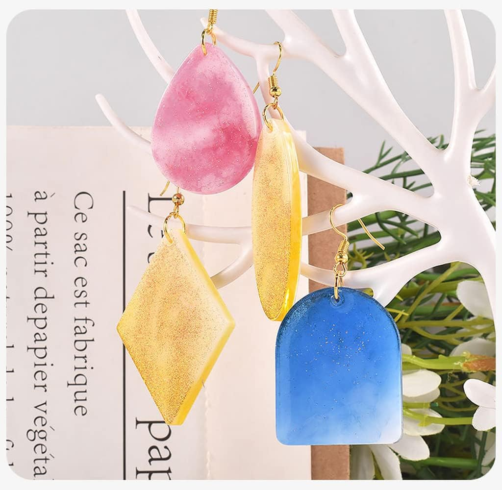Nifocc Pack of 3 Jewellery Epoxy Resin Moulds Pendant Necklace Earrings Silicone Moulds Teardrop Diamond Hexagon Jewellery Casting Resin Moulds Casting Mould Crystal Casting Mould for DIY Crafts image number 2