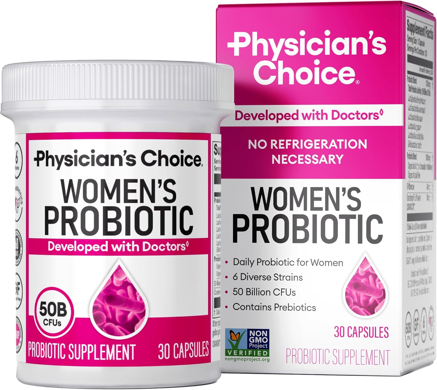 Prebiotics & Probiotics for Women - Clinically Proven Procran - Organic Prebiotics, 50 Billion CFU, D-Mannose & Cranberry for Digestive, Immune, Feminine Health, Soy & Dairy Free, 30 Vegan Capsules