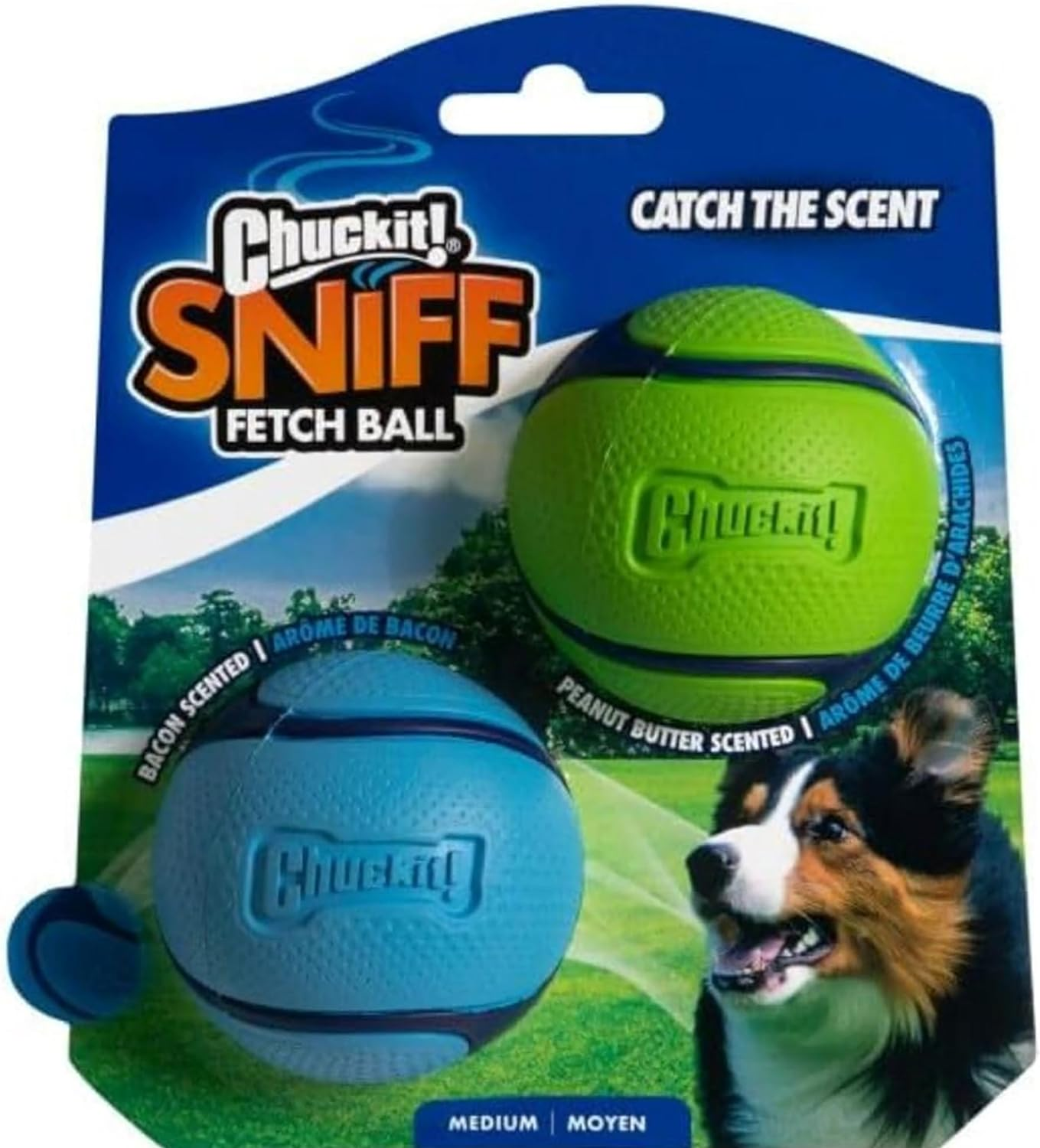 Chuckit! Sniff Ball Dog Toy, Durable High Bounce Peanut Butter Scented Rubber Dog Ball Fetch Toy, Medium, 1 Pack image number 1
