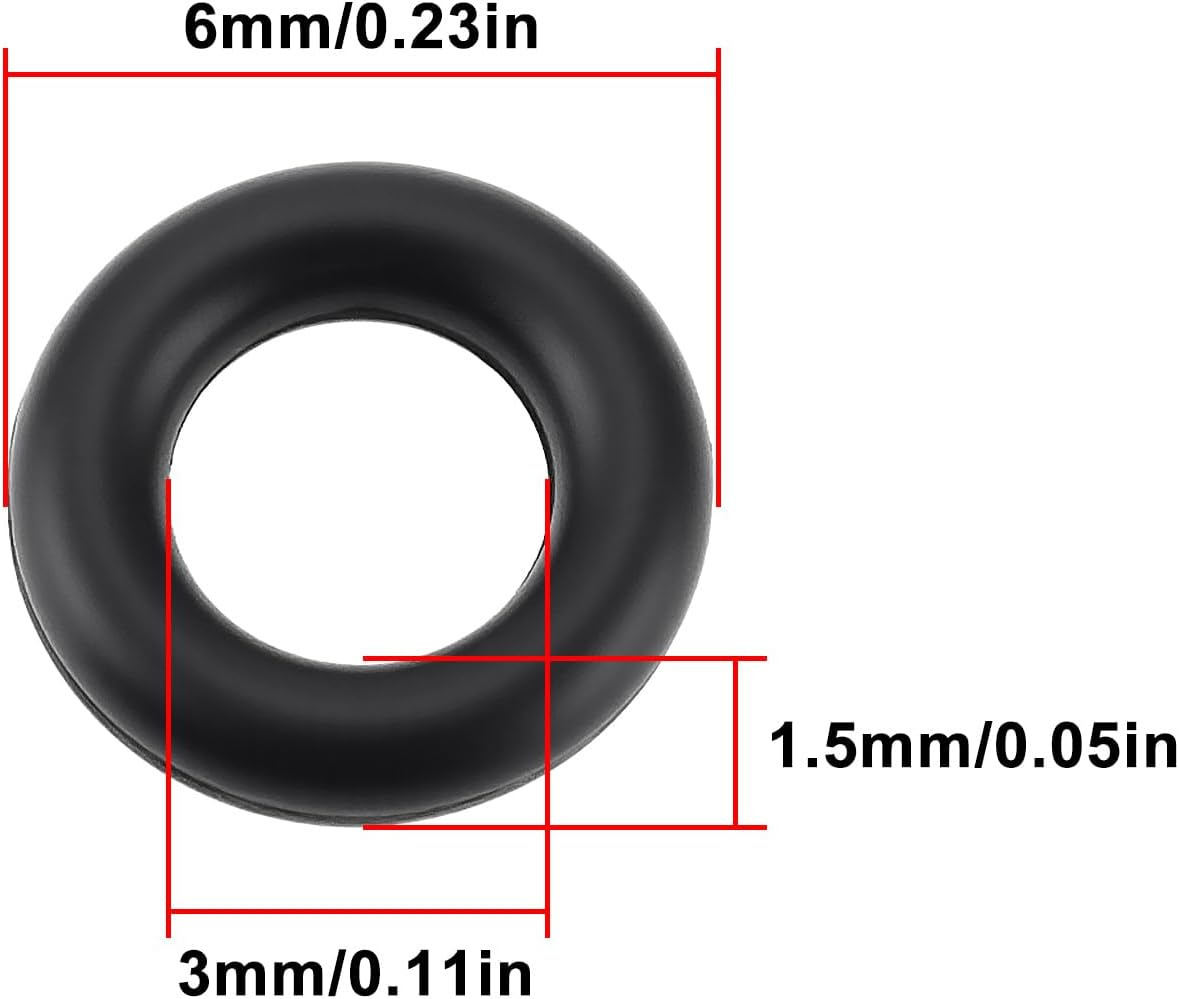 Briny River 200Pcs 3Mm ID X 6Mm OD X 1.5Mm Rubber O-Ring Suitable for Appliances Motors Tools Cars Trucks Trailers image number 6