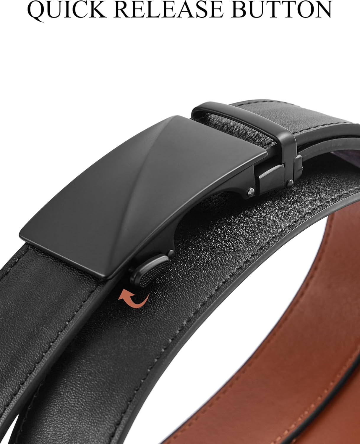 Skiporty Mens Ratchet Belt Leather 1 3/8'' Adjustable Belts for Mens Dress Casual Jeans Comfort Trim to Fit image number 4