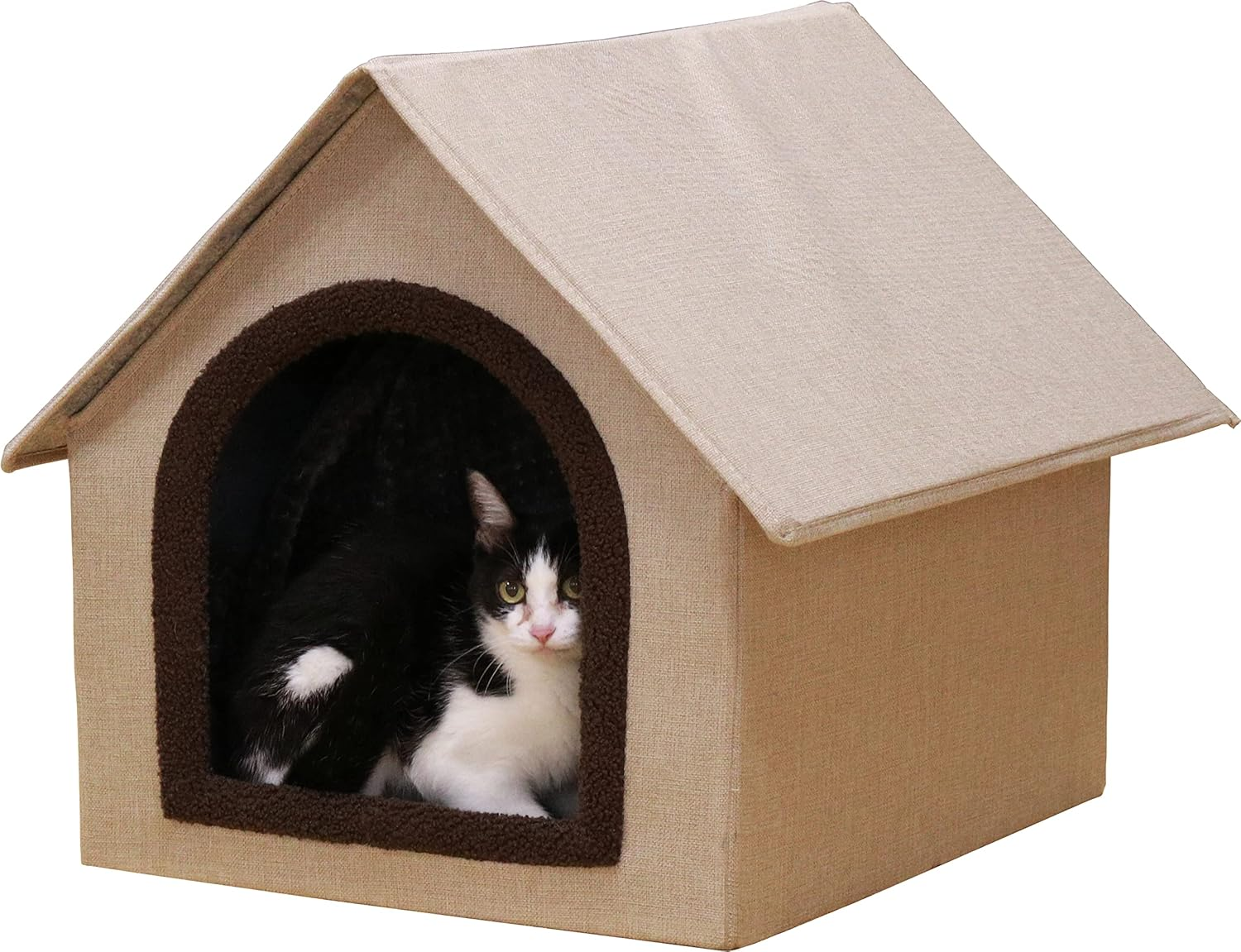 Fuji Boeki 53711 Pet House, Cat House, 2 Tiers, Width 14.8 X Depth 14.8 X Height 29.1 Inches (37.5 X 37.5 X 74 Cm), Red, Yellow, Bi-Color, Connected Type, Foldable, Cube