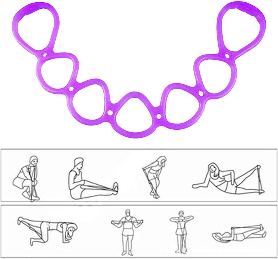 7 Ring Stretch Resistance Exercise Band, Workout Bands Yoga Stretching for Home Fitness, Foot, Leg and Arm Exerciser Stretch Band, Center Workout Walking Exercise - Purple image number 6
