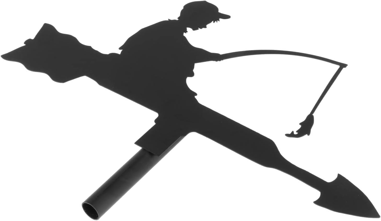 Creative Weathervane Indicator Kit Wind Direction Garden Stake Outdoor Iron Bracket, for Roof, Barn, Measuring Tools Ornament - Fishing Boy image number 6