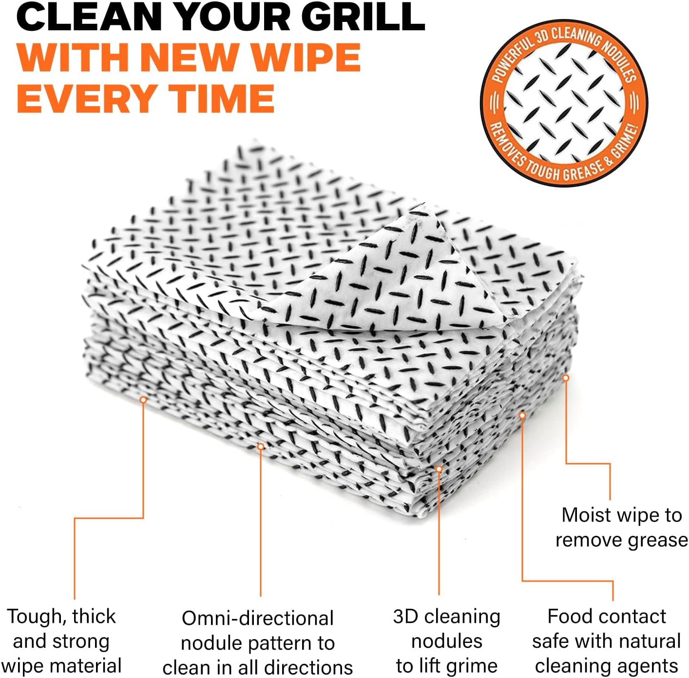 Q-Swiper Grill Cleaning Wipes - 40 Count. Bristle Free and Wire Free Grill Cleaner. Safe Way to Remove Grill Grease and Grime for a Healthy Grill. Use with Q-Swiper Grill Brush (Sold Separately) image number 4