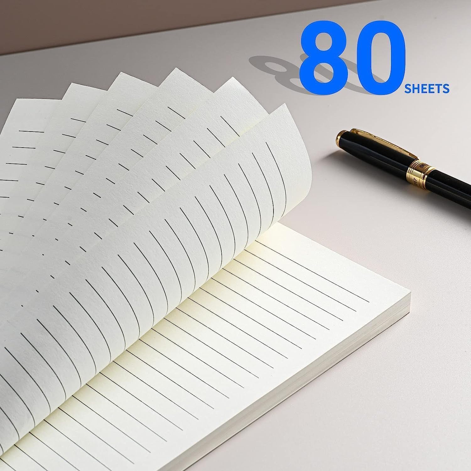 A5 Refill Paper,100Gsm Thick Refillable Paper 6 Hole Filler Inserts Loose Leaf Paper 80 Sheets (160 Pages) for 6 Ring Binder Journal Notebook-Squared Paper (Lined Paper) image number 1