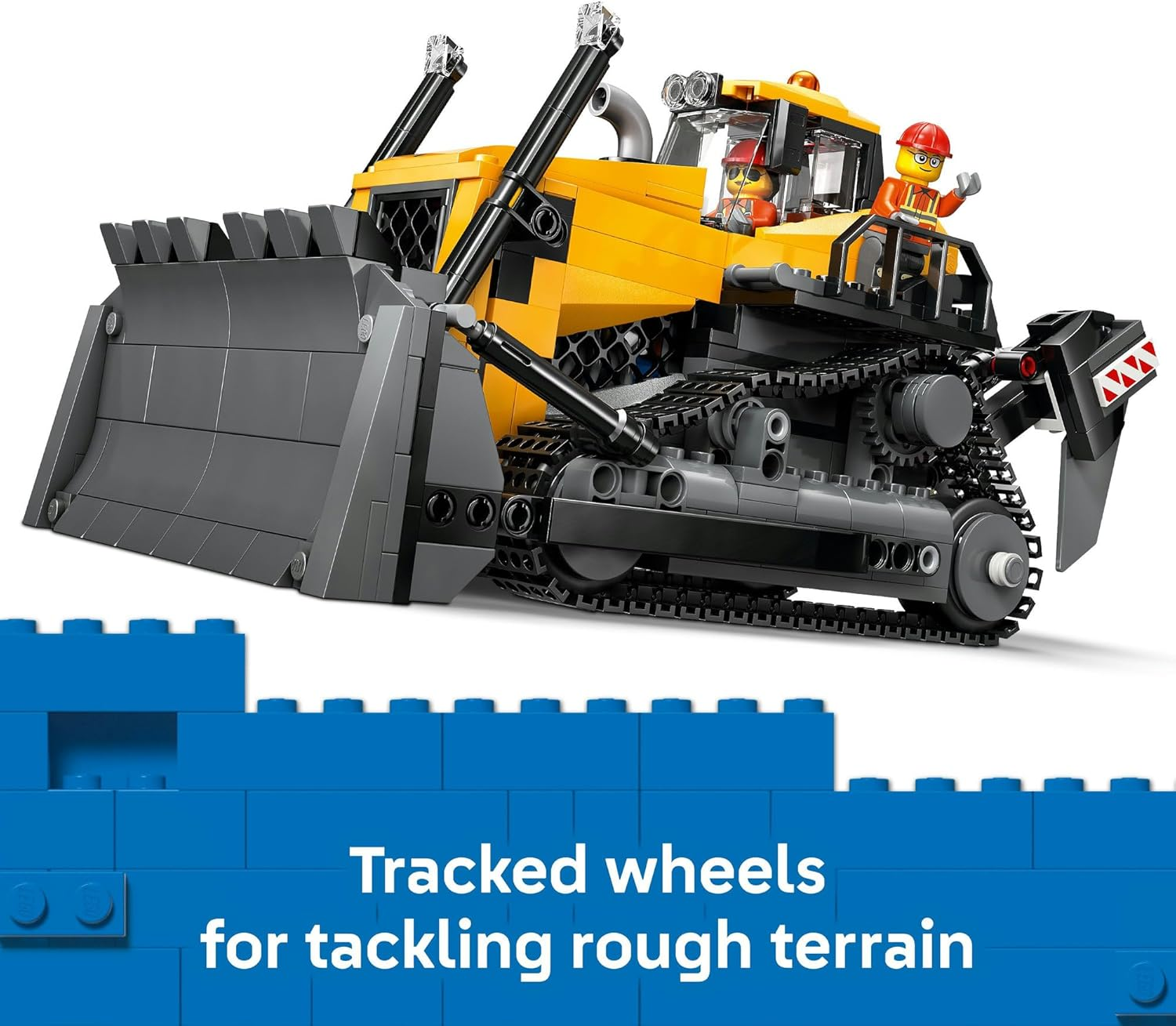 LEGO&reg; City Yellow Bulldozer 60466 Construction Site Building Toy Playset, Realistic Model Vehicle with a Driver and 2 Worker Minifigures, Fun Holiday or Birthday Toy Idea for Kids Aged 8 and Up