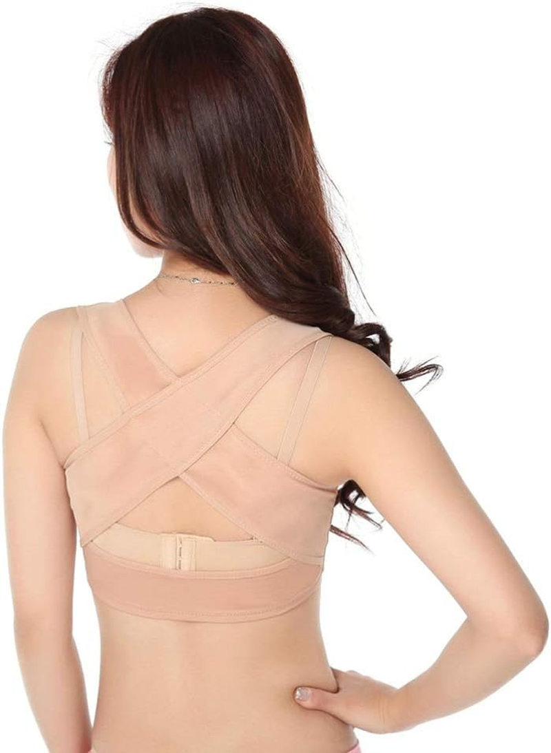 Healeved Women Figure Back Posture Correctors Hunchback Relief Brace Chest Support Bra, Adjustable, Breathable, Beige, Size L image number 3