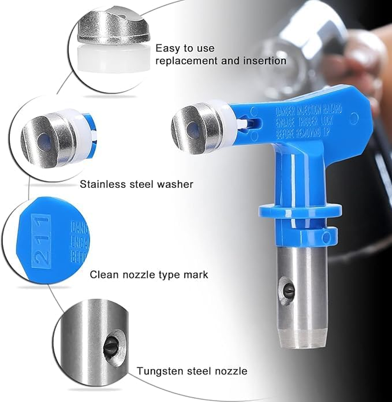 Leanockesa 6-Piece Reversible Paint Spray Tip and 2 Nozzle Seats Set &ndash; Durable Airless Sprayer Accessories for Home, Building, Garden, Deck, and Fence Painting image number 6