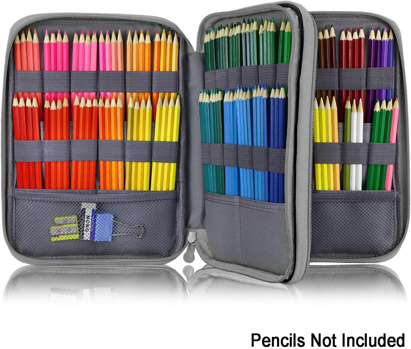 YOUSHARES 192 Slots Colored Pencil Case, Large Capacity Pencil Holder Pen Organizer Bag with Zipper for Prismacolor Watercolor Coloring Pencils, Gel Pens & Markers for Student & Artist (Black) image number 3