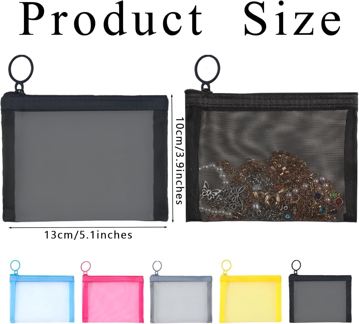 10Pcs 5-Color Mesh Zipper Pouch Bag Mini Zipper Mesh Bag,Mesh Zipper Pouch Bags Mini Zipper Mesh Bags Small Beauty Makeup Lipstick Bag,5-Color Mini Zipper Mesh Pouch Mesh Makeup Bag Mesh Zipper Pouch image number 2