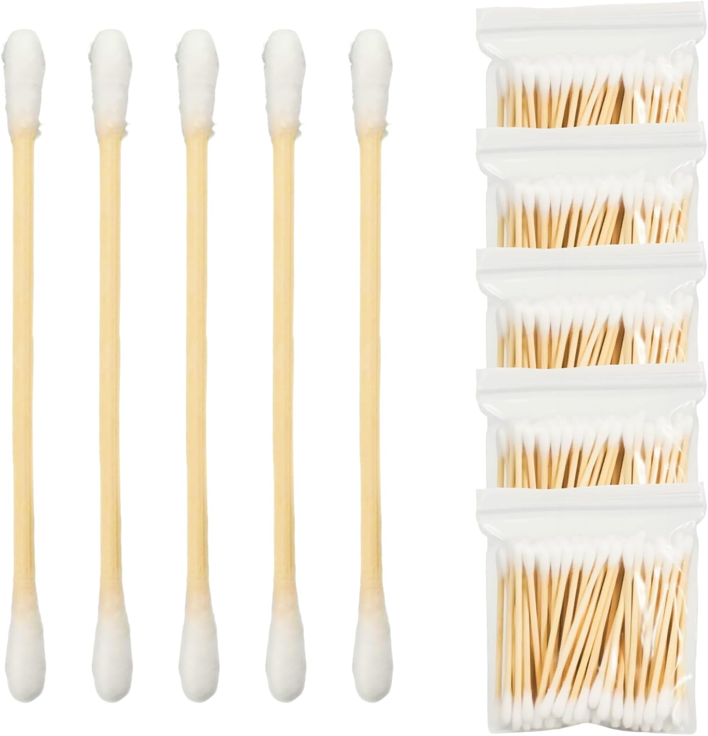 Fortuneglobe 500 Pieces Bamboo Cotton Swabs | Dual Round-Tipped | Makeup, Ear Care, Pet Grooming & Precision Cleaning Tools​​ image number 4