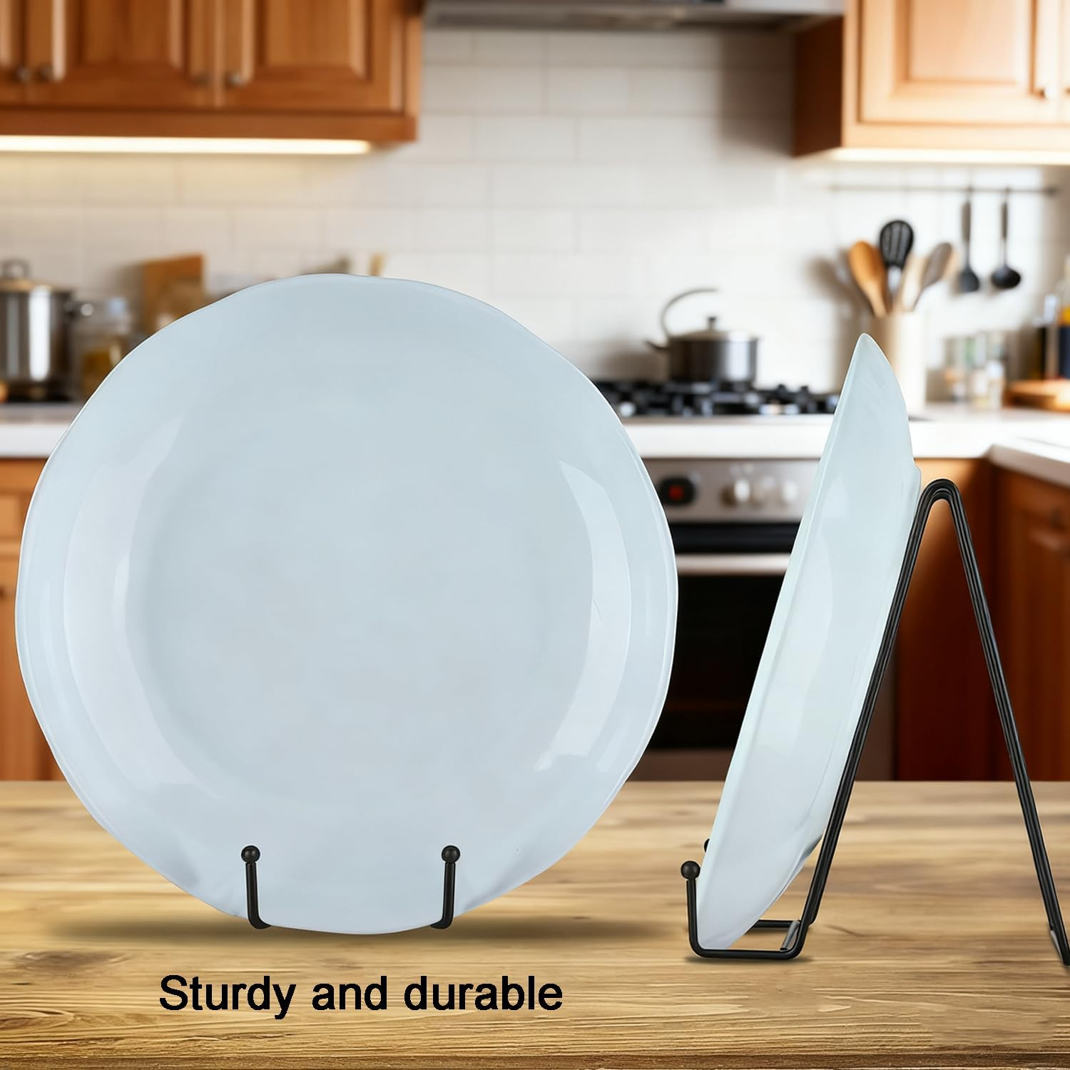 5 Pack Plate Holder Display Stands,8 Inch Metal Black Easel for Picture,Photos,Art, Book,Collectibles,Creation image number 4