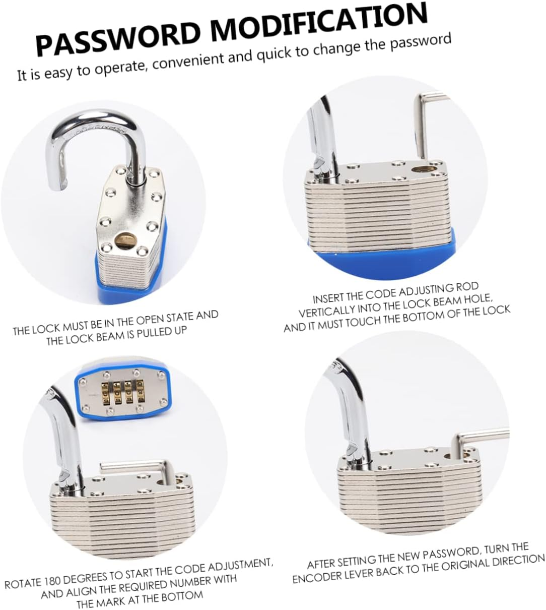 AUTSUPPL Combination Padlock Luggage Lock with 4-Digit Resettable Password, 45Mm Large Household Travel Suitcase Padlock for Theft Protection and Security image number 1