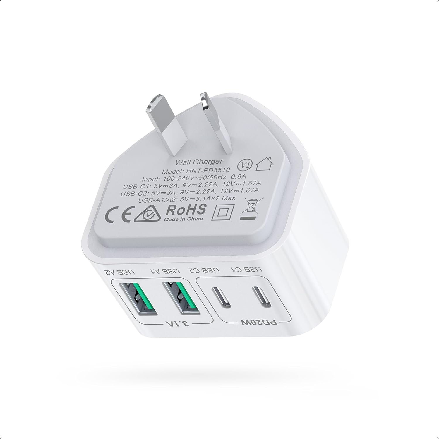 USB C Charger Block, 40W 4 Port PD + QC USB C Wall Charger Plug Power Adaptor Multiport Type C Fast Charging Block Cube Brick for Apple Iphone 17 16 15 14 13 12 11 Pro Max XR XS, Ipad Pro, Samsung image number 5