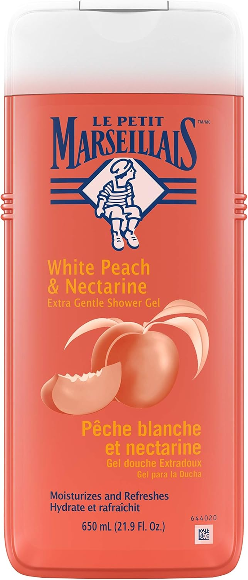 Le Petit Marseillais Extra Gentle Shower Gel with White Peach & Nectarine, Moisturizing & Nourishing French Body Wash Ph Neutral for Skin, 21.9 Fl. Oz