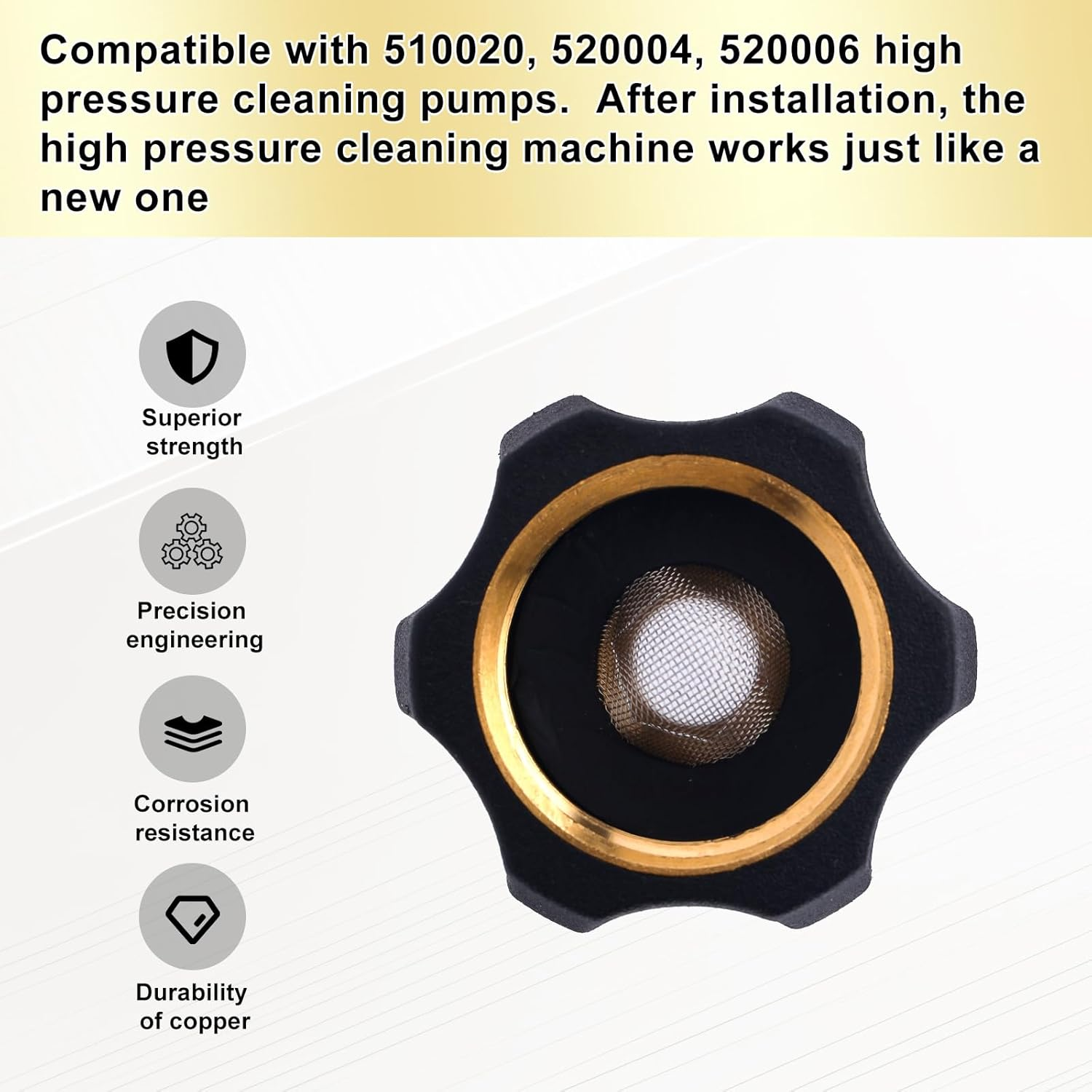 Gosknor 7110166 High Pressure Washer Inlet Fitting, Brass Water Inlet Adapter Replacement for Simpson Power Washer Pumps 510020 520004 520006 Models